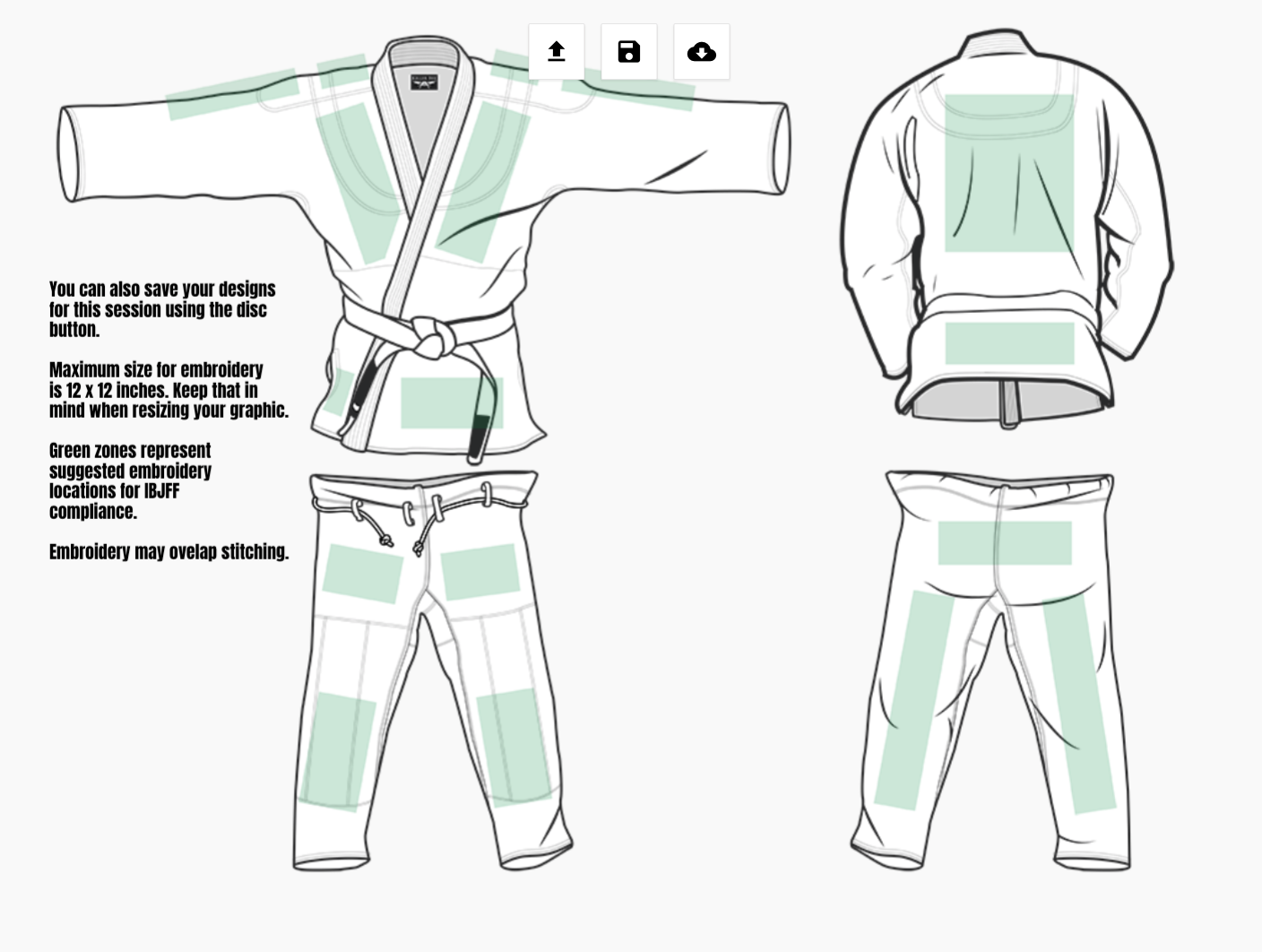 Step 1 of 2 of our Custom BJJ Gi Mockup Tool Killer Bee Gi